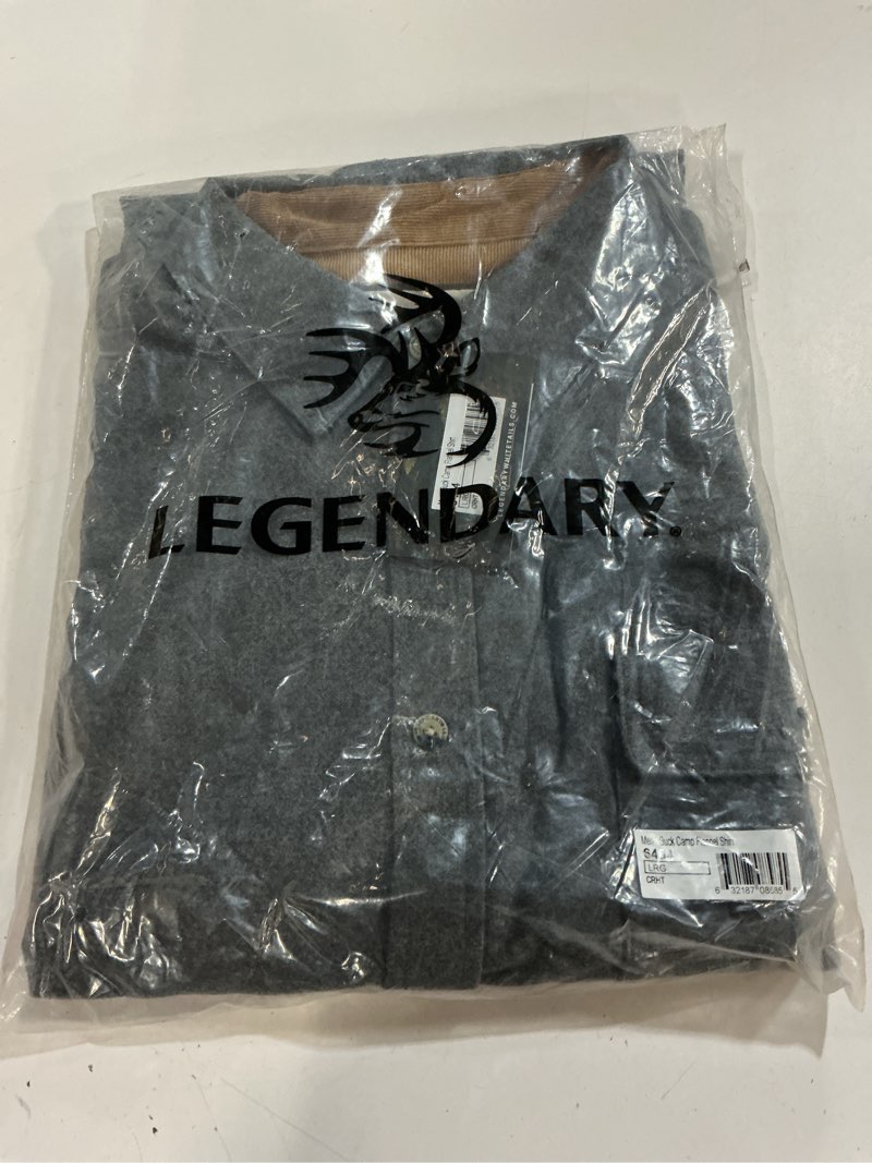 Condition photo showing New/Like New for ((Size L/G))Legendary Whitetails Men's Flannel Shirt Long Sleeve Button Down 100% Cotton Large Charcoal Heather