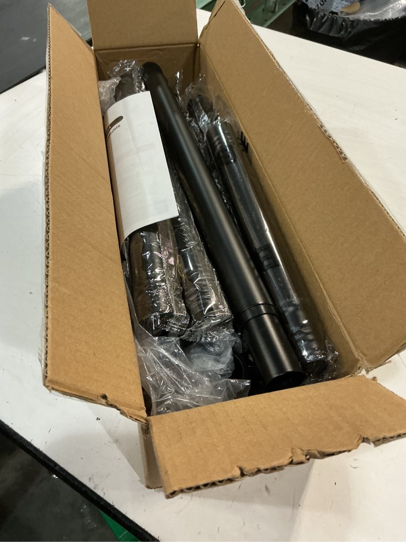 Condition photo showing Good Condition for black tension curtain rod 31-124 inch adjustable long curtain rod no drilling outdoor tension rods for patio balcony never rust heavy duty shower curtain rods for bathroom window apartments non slip 31-124" black