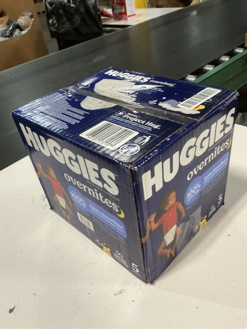 Condition photo showing New/Like New for Huggies Overnites Size 5 Overnight Diapers (27+ lbs), 50 Ct, Packaging May Vary Size 5 50