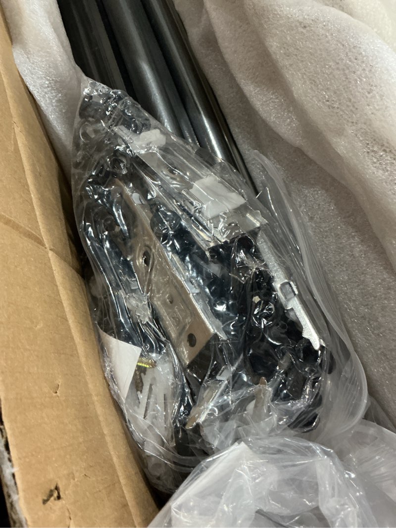 Condition photo showing New/Like New for double curtain rod set for windows, heavy duty dual track system with aluminum brackets, decorative black curtain rail for room divider, bedroom & living room drapes (black, 180") black 180"