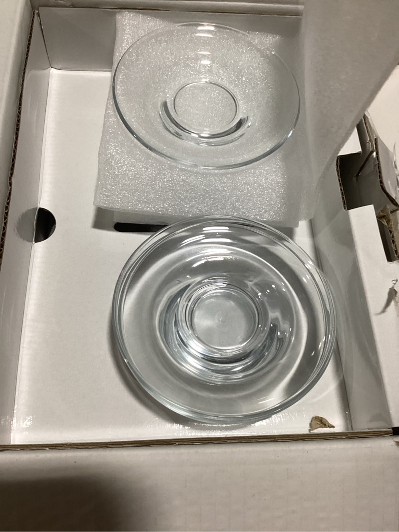 Condition photo showing Good Condition for Volarium Small Turkish Tea Set 12 Piece Modern Turkish Tea Glasses & Saucers Set, 6 PCs 4.9 oz (145 cc) Clear Glass Tea Cups with Handle and 6PCs Glass Saucers