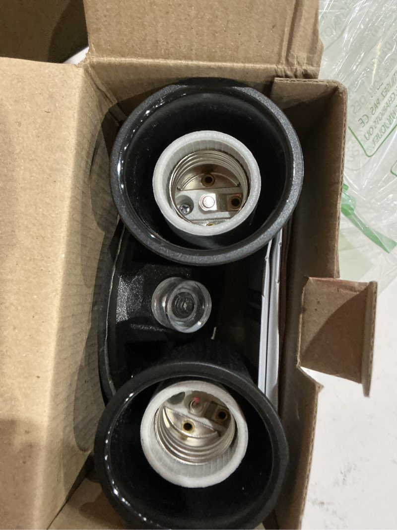 Condition photo showing Good Condition for globe electric 240 w twin head black hardwired automatic dusk to dawn security flood light, spotlight, outdoor, outside house lights, 17000083 black, automatic