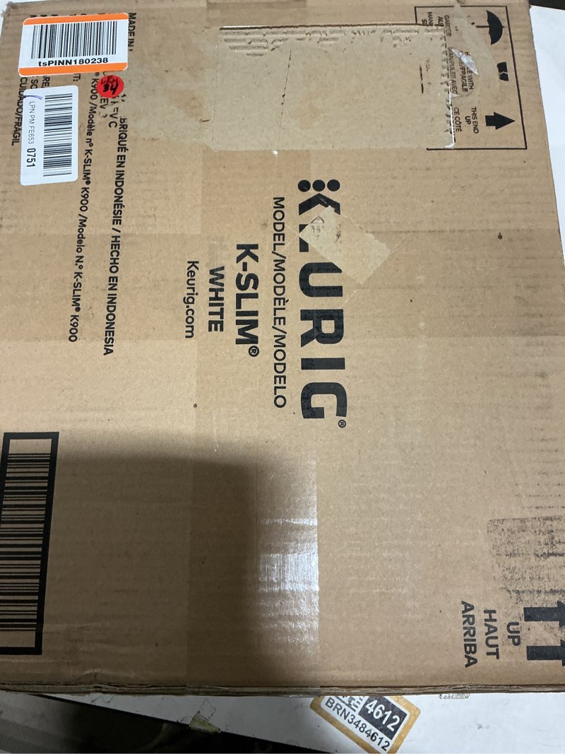 Condition photo showing As Is for Keurig K-Slim Single Serve K-Cup Pod Coffee Maker, Multistream Technology, 3 Brew Sizes, Slim and Sleek Design, 46oz Removable Reservoir, White