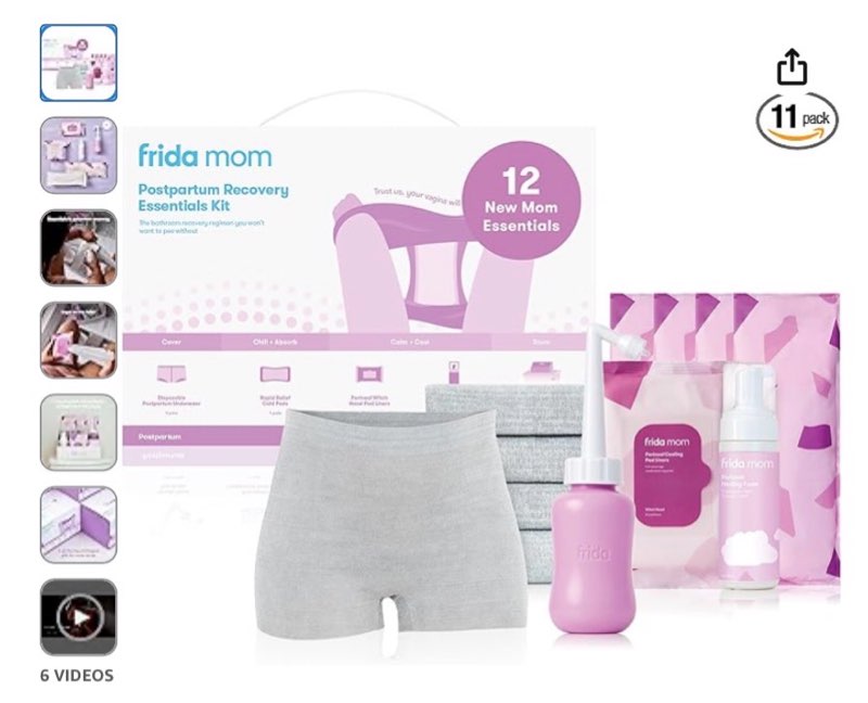 Frida Mom 11pc Postpartum Essentials Kit Gift Set, Hospital Bag Must Haves for New Mom, Includes 4 D