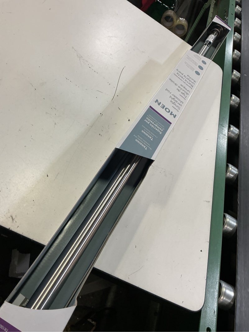 Condition photo showing New/Like New for moen straight adjustable mounted shower curtain rod for bathroom, brushed nickel finish, tr1000bn brushed nickel animal print
