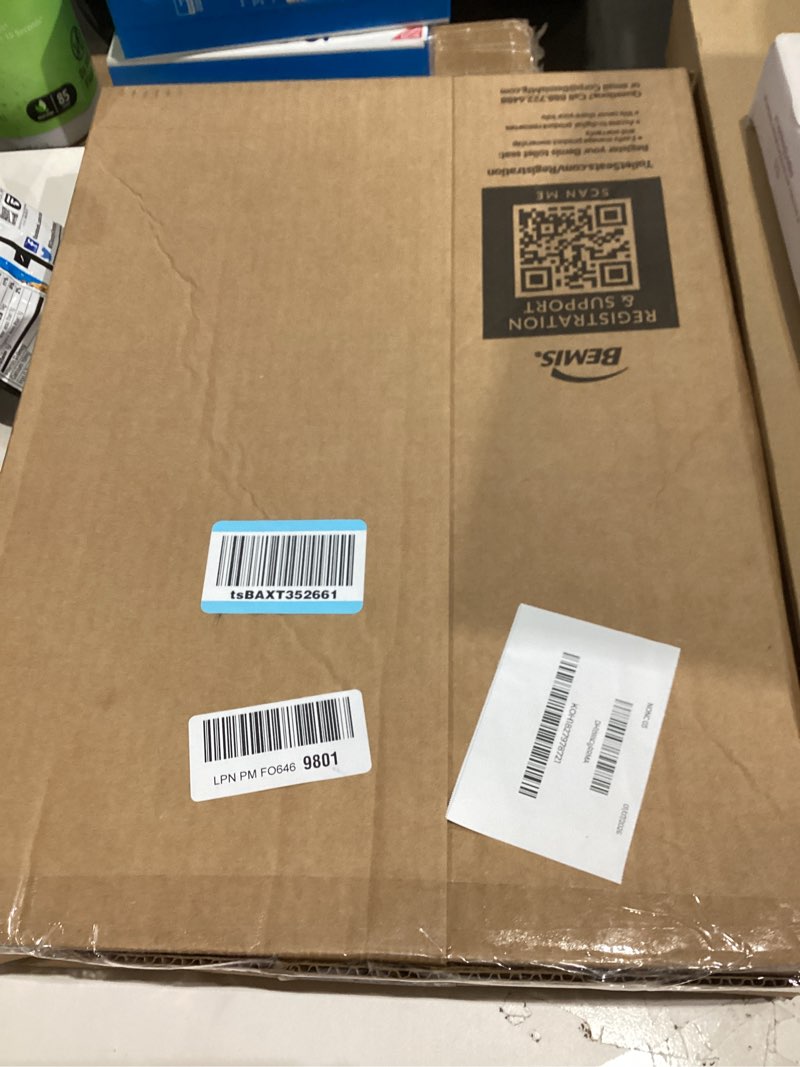 Condition photo showing New/Like New for Mayfair Linden Slow Close Toilet Seat, Non Slip Heavy Duty Wood, Easy Install, Elongated, White Elongated Traditional Hinge