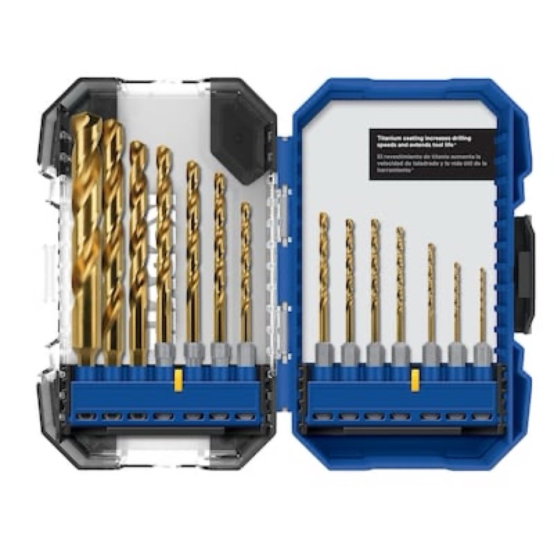 kobalt 14 -piece assorted x titanium coated hss jobber length twist drill bit set