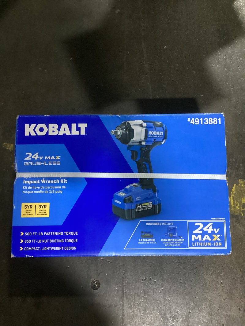 Condition photo showing Good Condition for (possibly missing parts)kobalt 24-volt variable speed brushless 1/2-in drive cordless impact wrench (battery included