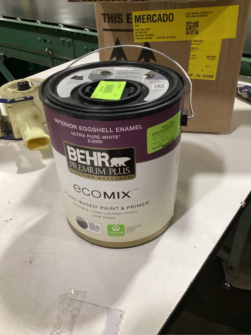 Condition photo showing Good Condition for 1 gal. ultra pure white eggshell ecomix plant-based interior paint & primer