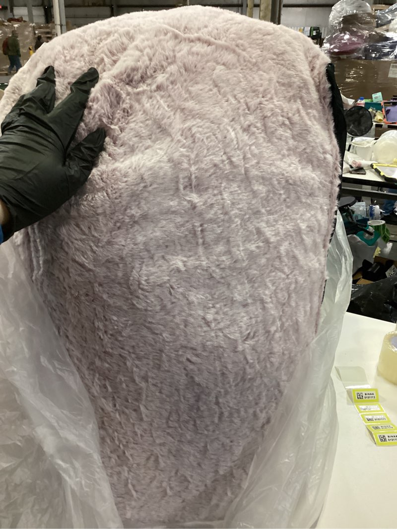 Condition photo showing Good Condition for HollyHOME 15"(H) Bean Bag Ottoman Pouf, 6.6LB Memory Foam Filled Footstool for Sofa, Accent Stuffed Footrest Stool with Washable Cover, Single Footrest Stool for Living Room, Bedroom, Purple&Grey