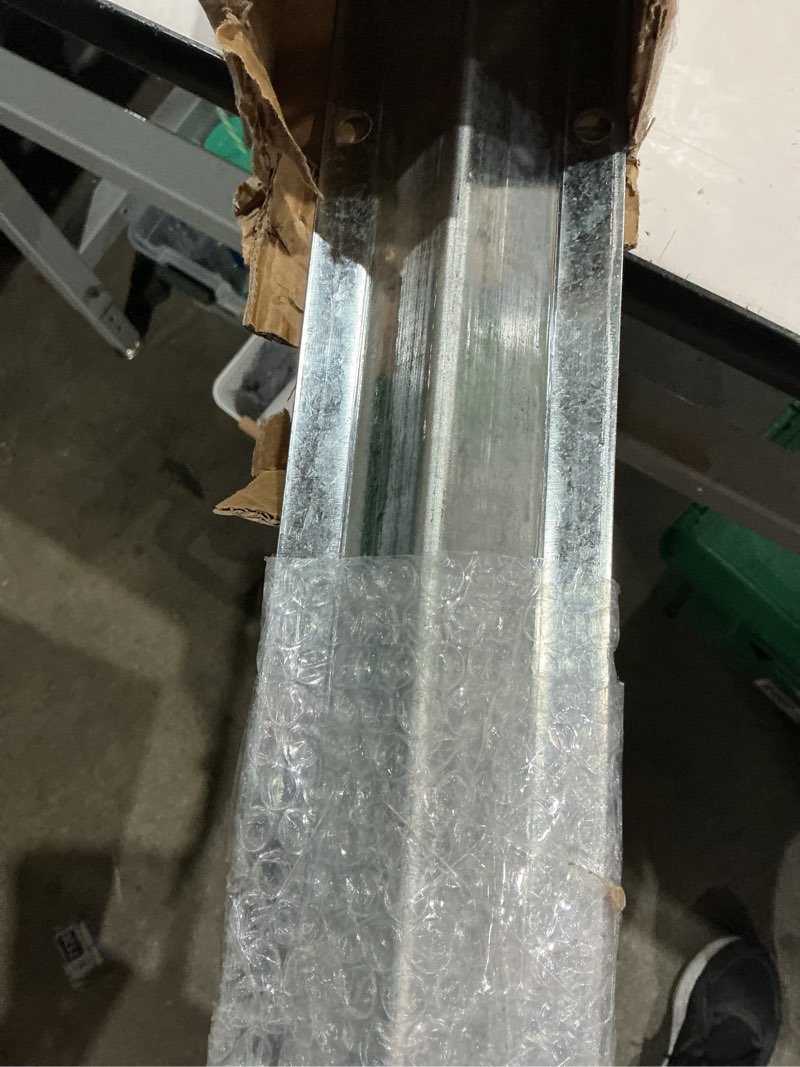 Condition photo showing As Is for 4 ft heavy duty extra wide 3.5" wide v-track for sliding gate,compatible with 4" & 6" v-groove wheels, galvanized steel ground track kit, modular design for driveway, warehouse & industrial gates