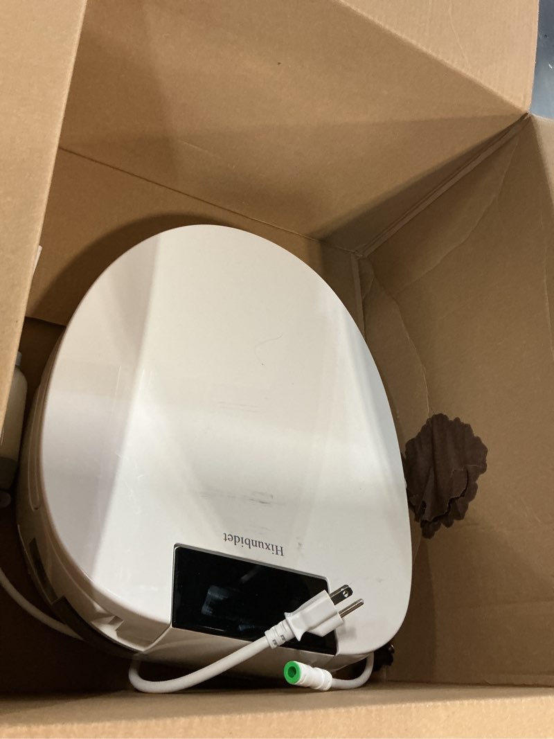 Condition photo showing As Is for bidet toilet seat with warm water wash, air dryer, heated seat, remote control, led display, self-cleaning nozzle, night light & multiple cleaning modes (elongated)