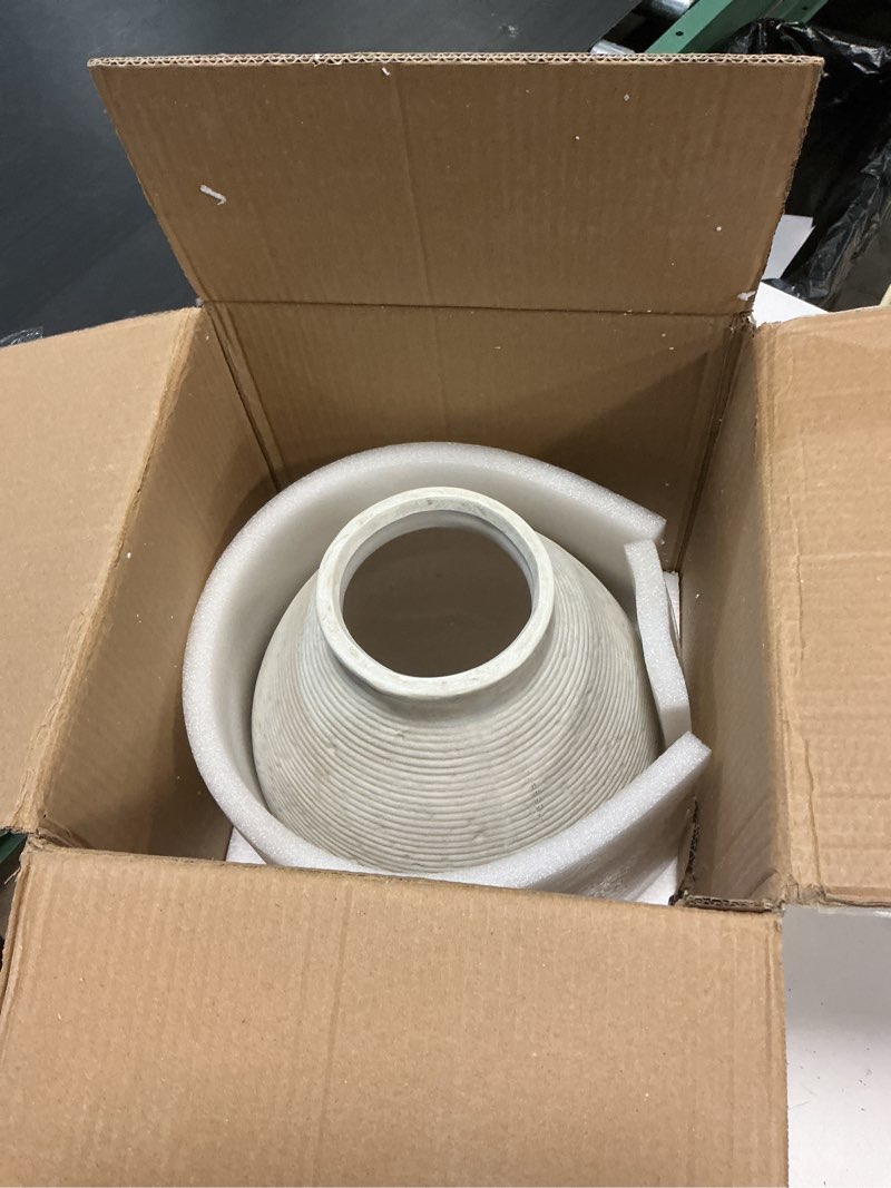 Condition photo showing New/Like New for 12” ceramic distressed vase handcrafted rustic neutral decorative floor vases home decor accent for living room, dining table, entryway or shelf styling