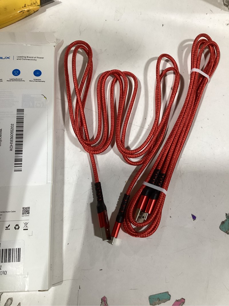 Condition photo showing Good Condition for JSAUX USB C Cable [2-Pack 6.6ft], USB A to USB Cord Fast Charging for iPhone 17, iPhone Air, iPhone 17 Pro, iPhone 17 Pro Max, iPhone 16/iPhone 15 Series, Samsung S20 S10, Note 20 10, Car Play - Red 6.6ft+6.6ft Red 2