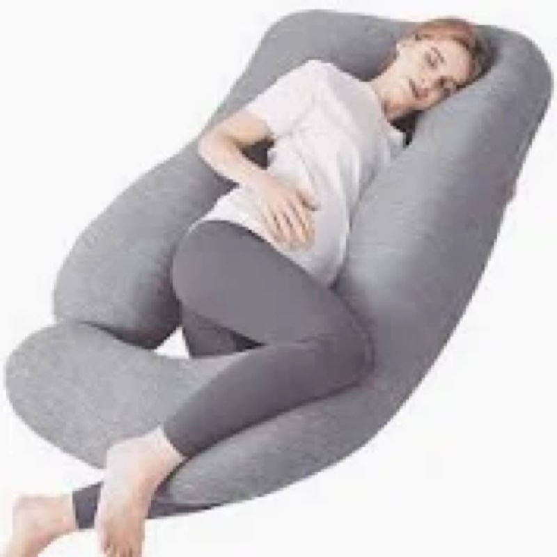 Momcozy Pregnancy Pillows with Cooling Cover, U-Shaped Full Body Maternity Pillow for Side Sleepers 57 Inch - Support for Back, Hip, Belly, Legs for Pregnant Women