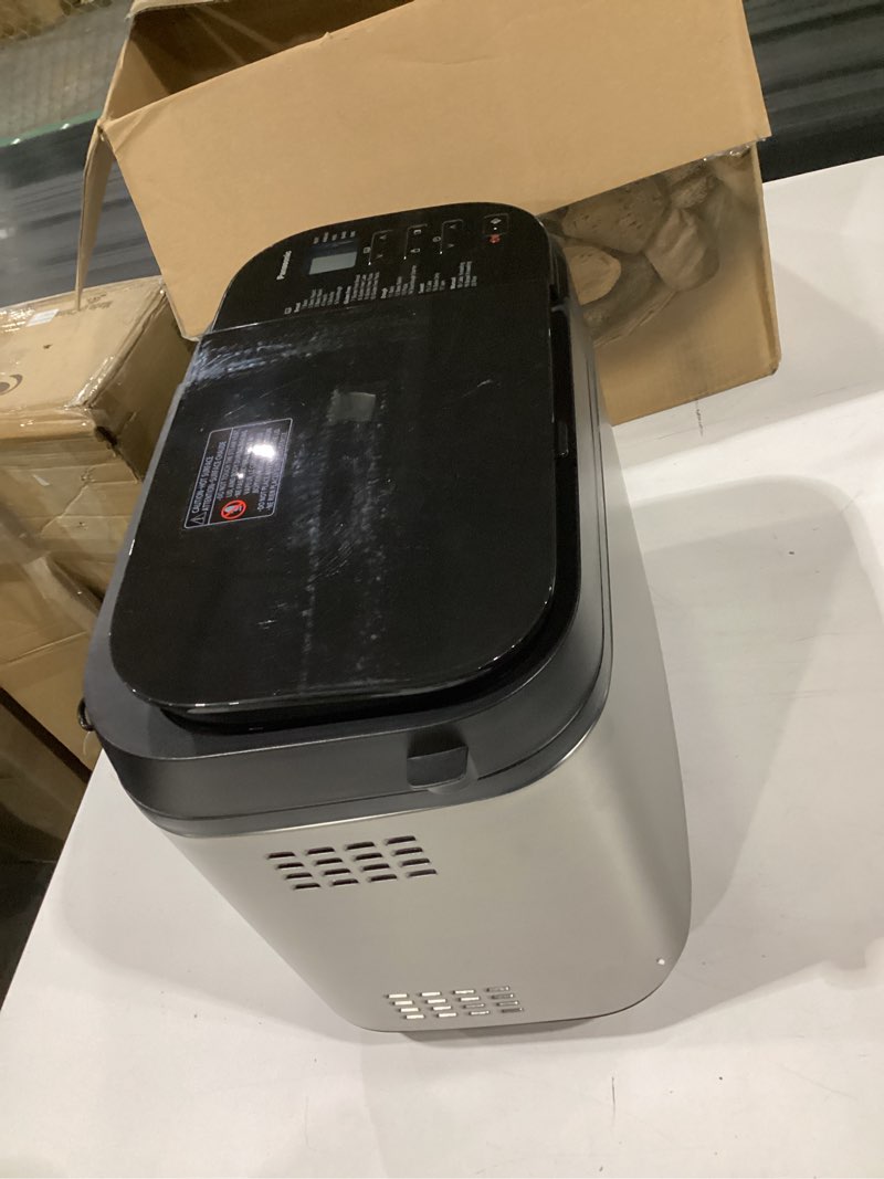 Condition photo showing Good Condition for panasonic bread machine, automatic bread maker with 20 presets and advanced temperature sensor for bread, cake, and pizza, gluten free baking, raisin nut dispenser - sd-r2550