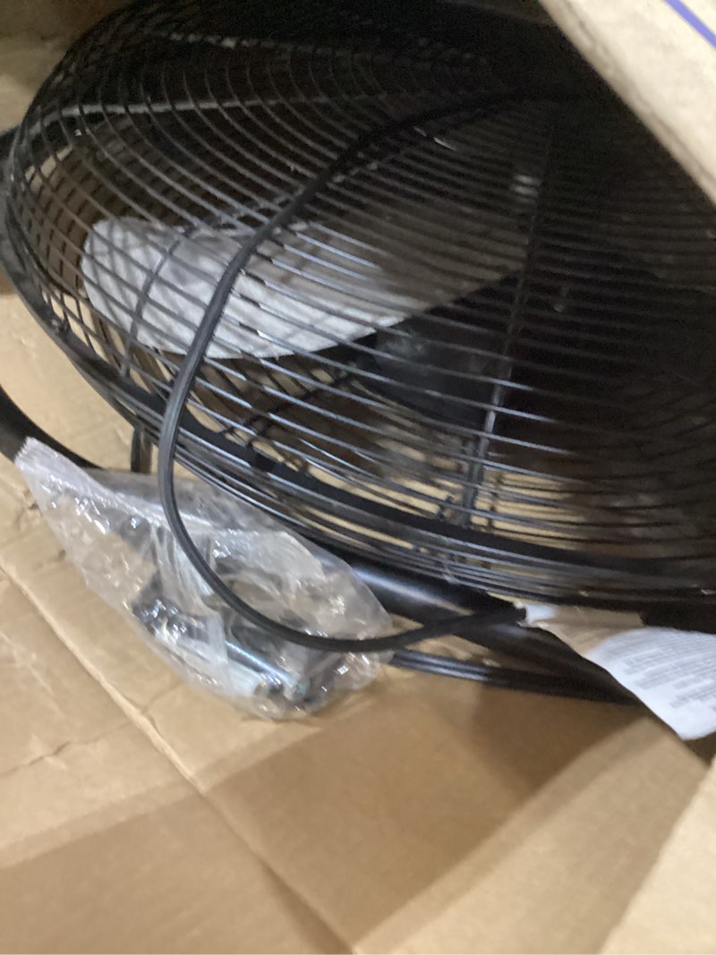 Condition photo showing As Is for iliving 20 inch heavy duty floor & wall mount fan - 5750 cfm high velocity, 120-watt, 3-speed, industrial cooling for garage, workshop, office, home - ul listed, black plug in 20-inch