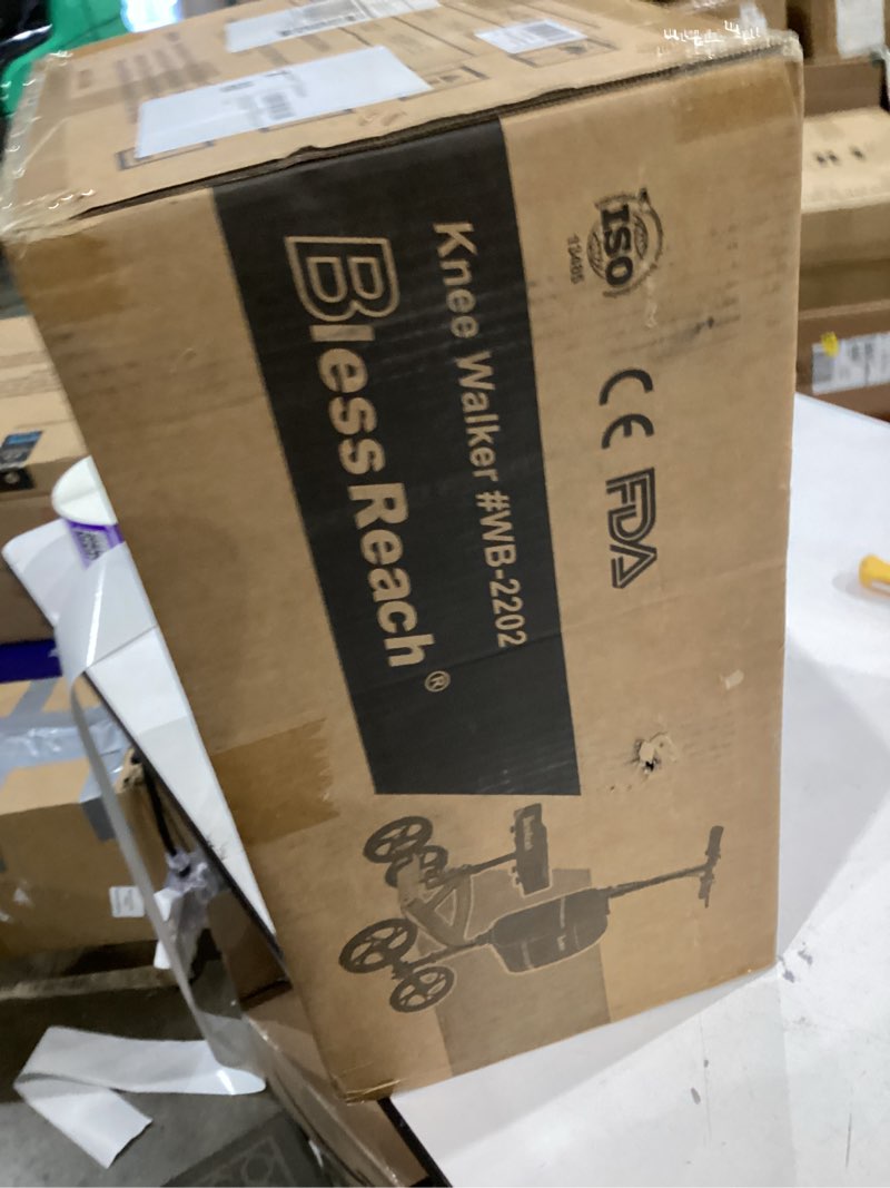 Condition photo showing Good Condition for Steerable Knee Walker Deluxe Medical Scooter for Foot Injuries Compact Crutches, with Dual Rear on-Wheel Brake and Shock Absorption Under The Knee pad Purple