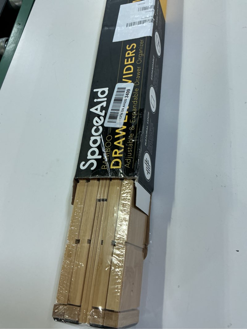 Condition photo showing Good Condition for spaceaid bamboo drawer dividers with inserts and labels, kitchen adjustable drawer organizers, expandable organization for home, office, dressers, 4 dividers with 9 inserts (17"-22" natural) 2.35''h, 17''-22''l, 4 dividers natural