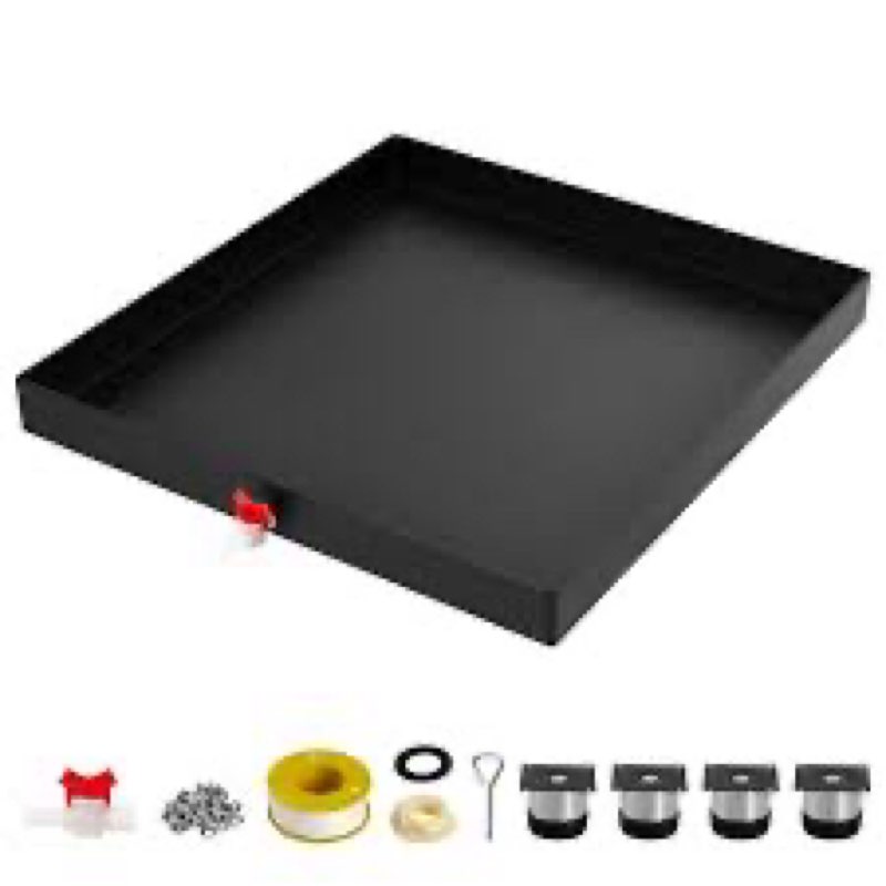GarveeTech 2025 NEW Heavy-Duty Carbon Steel Washing Machine Pan with Connector & Hole - 28" x 30" × 