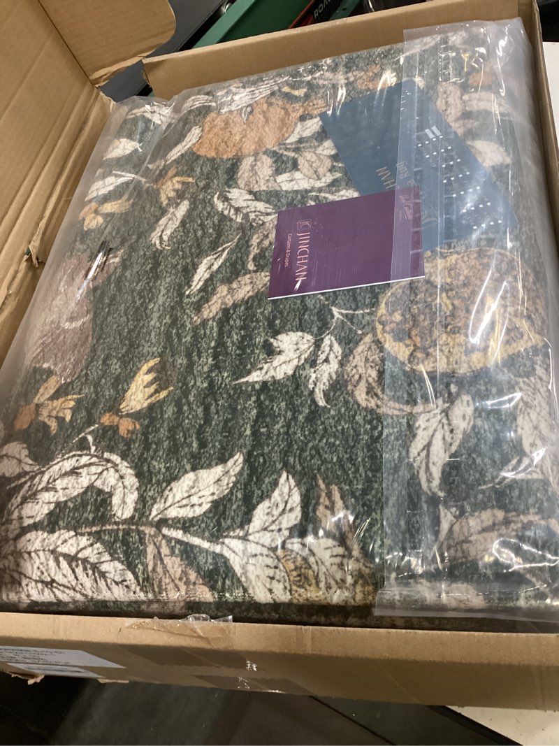 Condition photo showing New/Like New for jinchan eden 8x10 floral area rug vintage washable throw rug soft non-slip low pile distressed large orange green carpet for living room bedroom dining room office nursery 8' x 10' (rectangular) eden green