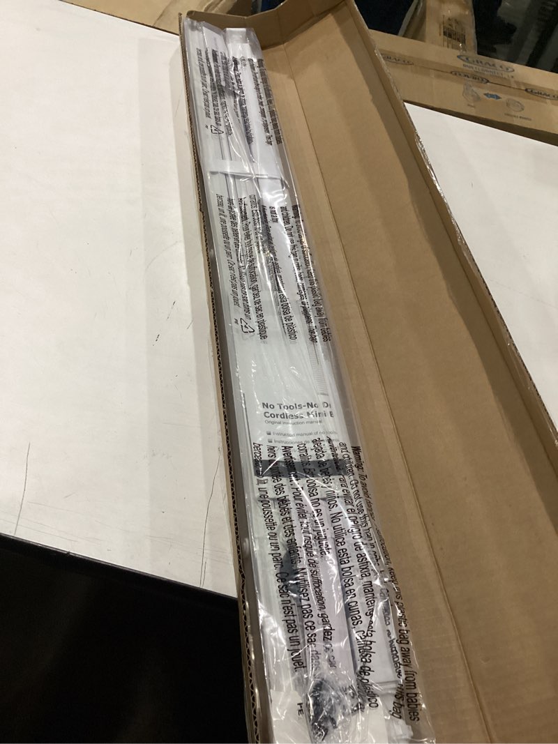Condition photo showing New/Like New for lazblinds no tools no drill 1" vinyl mini blinds, cordless blinds for windows, light filtering horizontal window blinds & shades, 34" w x 72" h, white cordless-white 34" w x 72" h