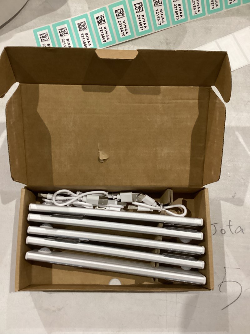 Condition photo showing New/Like New for 6 Pack Under Cabinet Lights Wireless, 32 LED Motion Sensor Light Indoor Rechargeable Magnetic Closet Lights Battery Operated, Under Counter Lights for Kitchen, Wardrobe, Hallway, Stairs 8inch White Light