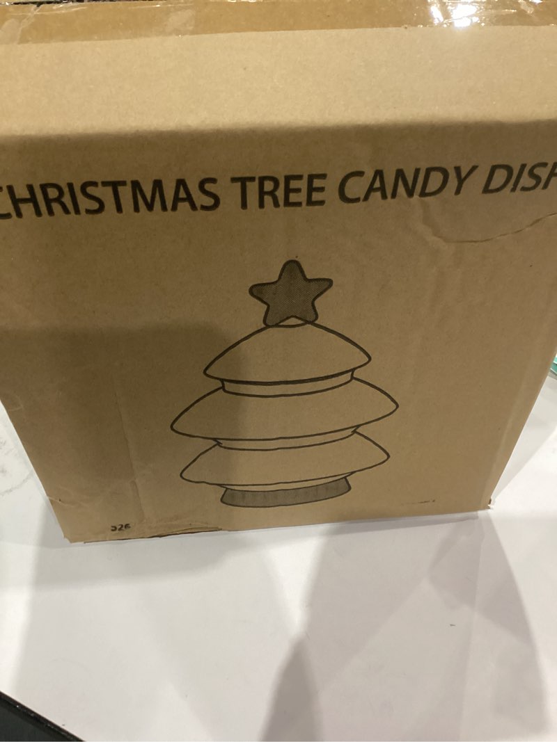 Condition photo showing New/Like New for Christmas Candy Dish with Lid, Candy Platter Dish Serving Snack Box Container Decorative Plates for Xmas Holiday Party