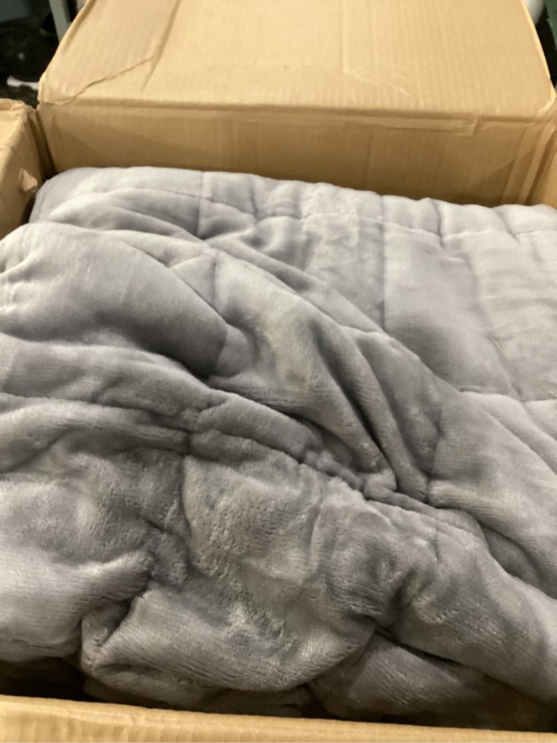 Condition photo showing As Is for wemore sherpa fleece weighted blanket for adult, 20 lbs dual sided cozy fluffy heavy blanket, ultra fuzzy throw blanket with soft plush flannel top, 60 x 80 inches grey on both sides grey 60" x 80" 20lbs