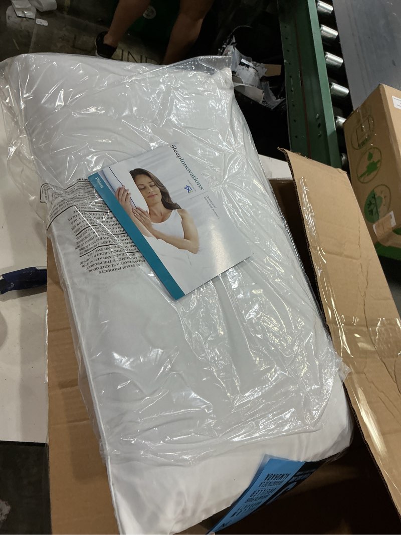 Condition photo showing New/Like New for sleep innovations 2-in-1 memory foam pillow and alternative down fiber fill, standard size, side, stomach, and back sleepers, soft-to-medium support