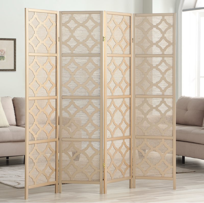 Nayelin 69.28'' W x 70.31'' H 4 - Panel Solid Wood Room Divider