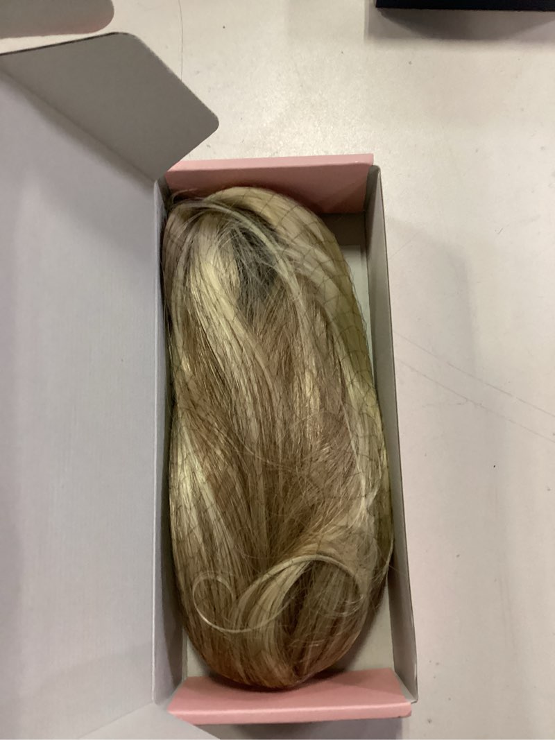 Condition photo showing Good Condition for NTYNTY Ponytail Extension - 10" Short Claw Clip in Ponytail Hair Extensions Messy Bun Hair Piece Natural Soft Synthetic Straight Pony Tail Hair Pieces for Women - Dark Blonde with Light Ends Honey Blonde with Light Ends