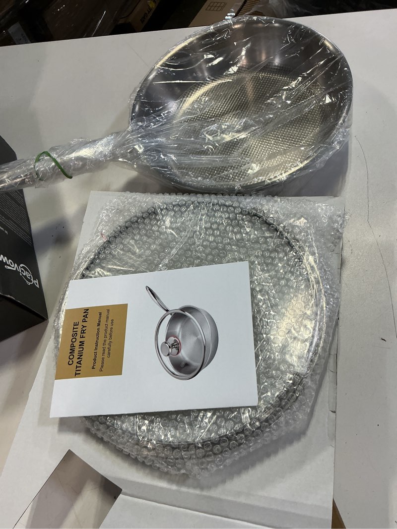 Condition photo showing New/Like New for 9.45 Inch Titanium Pan,99.6% Titanium Frying Pan for Cooking Healthy Non-Toxic Cookware with Lid Plateful Pan for Even Heating, Induction Compatible, Oven & Broiler Safe 9.45in