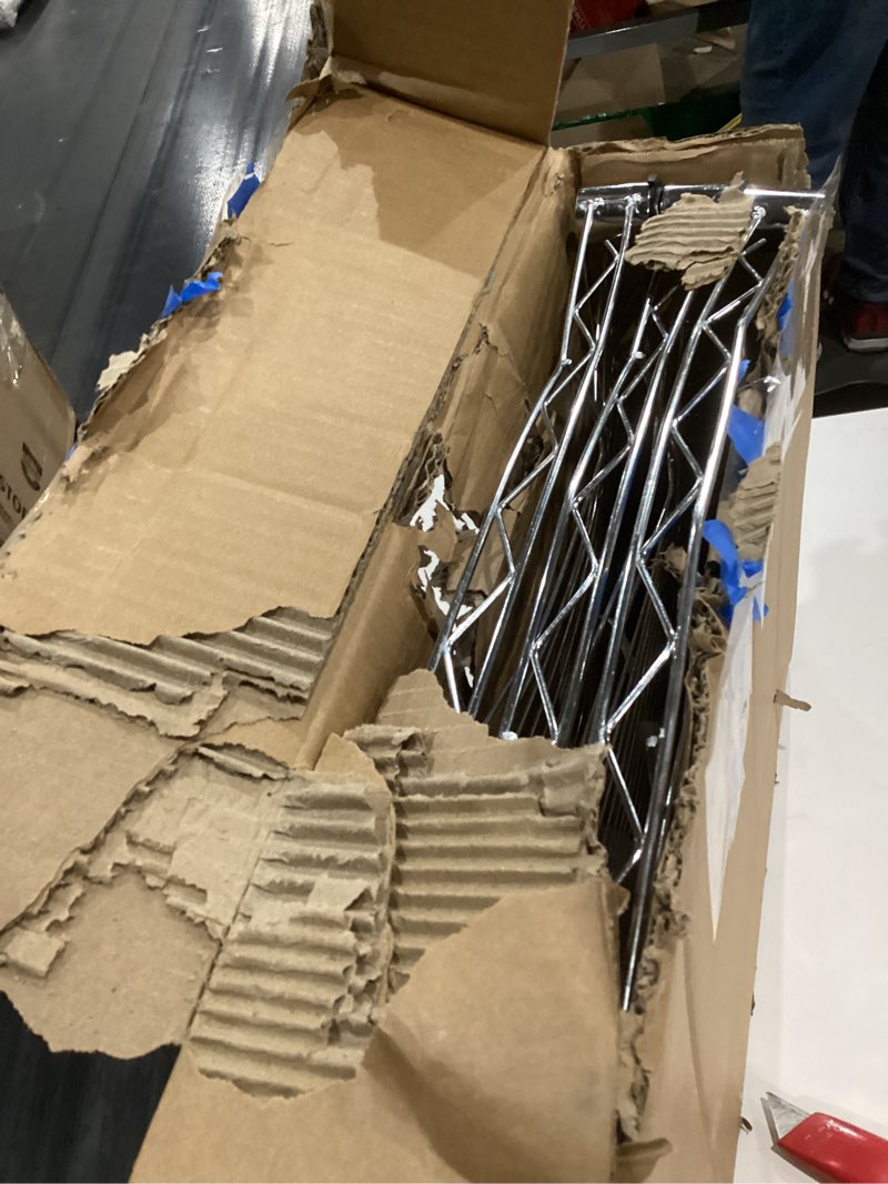 Condition photo showing As Is for Whitmor 3 Tier Storage Shelves, Heavy Duty with Wheels, 400 lbs Capacity per Shelf, Max 1200 lbs Total, Adjustable Shelving Unit for Garage, Kitchen, Bathroom, 24" L x 14" W x 30.5" H, Chrome 3-TIER, 24"L x 14"W x 31"H (Chrome)