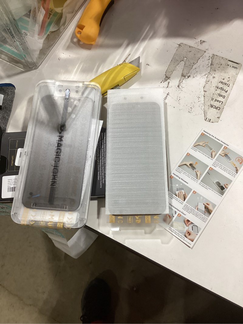 Condition photo showing New/Like New for MAGIC JOHN 2 Pack for iPhone 16 Pro Max 6.9 inch Tempered Glass Screen Protector, HD Clear, Bubble Free, Easy Installation, Auto Dust-Elimination iPhone 16 Pro Max-6.9 inch