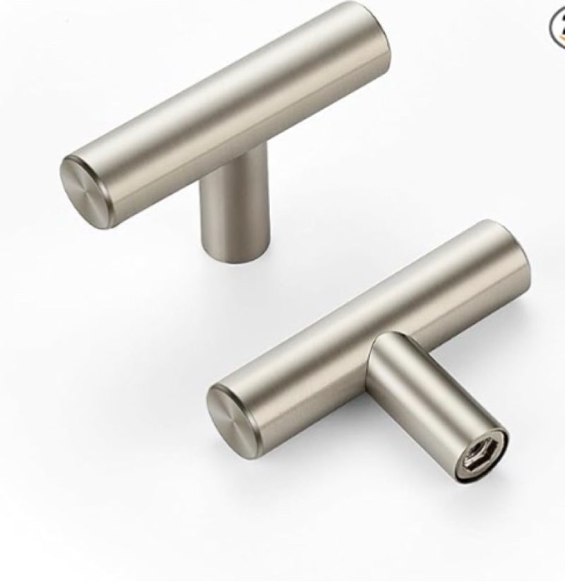 20 Pack Brushed Nickel Cabinet Knobs 2 Inch - Silver Drawer Knobs Single Hole Silver T Bar Hardware 