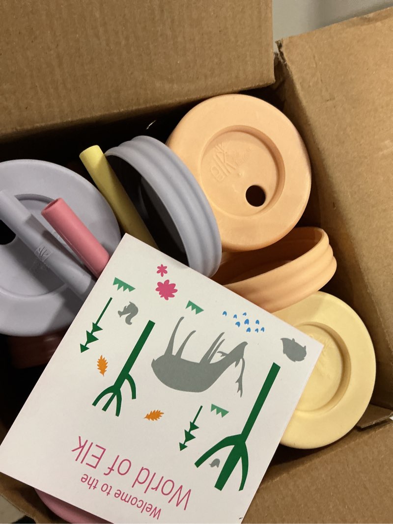 Condition photo showing Good Condition for elk and friends 10oz stainless steel kids + toddler drinking cups | the original mason jar with sleeves + lids | silicone straws | smoothies | storage jar | spill resistant | dishwasher safe | 4 pack blush/lilac/lemon/peach 10oz
