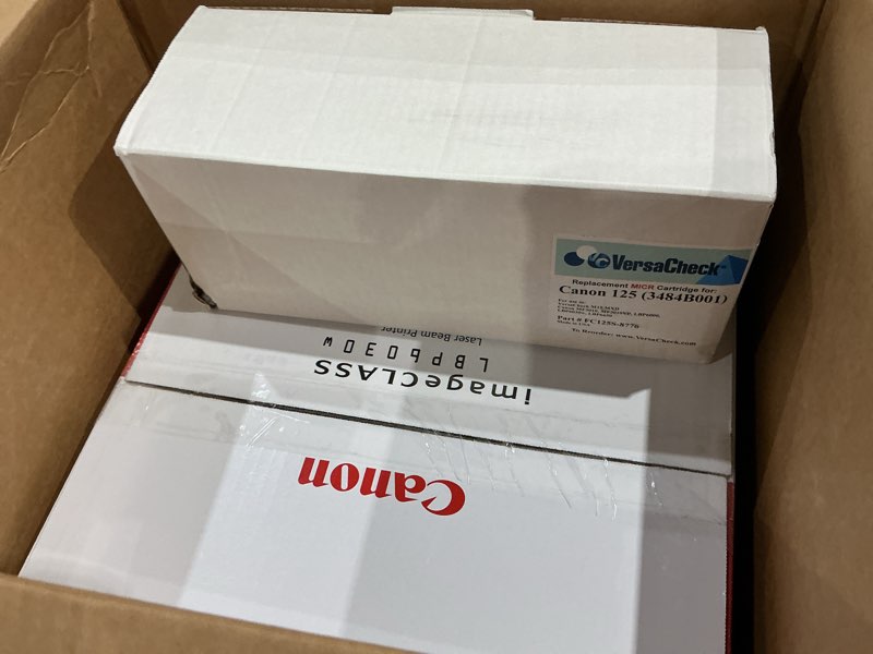 Condition photo showing New/Like New for versacheck m15 mxd micr check printer and versacheck x1 platinum check printing software bundle