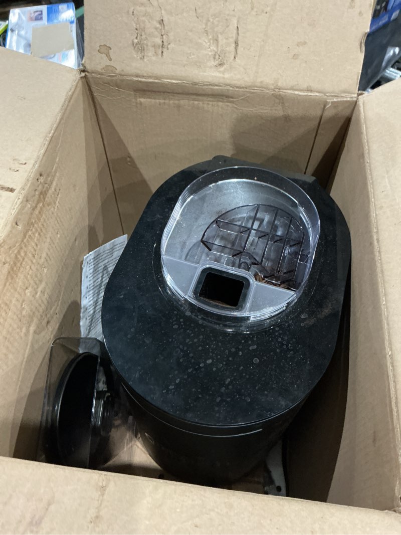 Condition photo showing As Is for used missing pieces  de'longhi true brew drip coffee maker, built in grinder, single serve, 8 oz to 24 oz, hot or iced coffee, stainless, cam51025mb