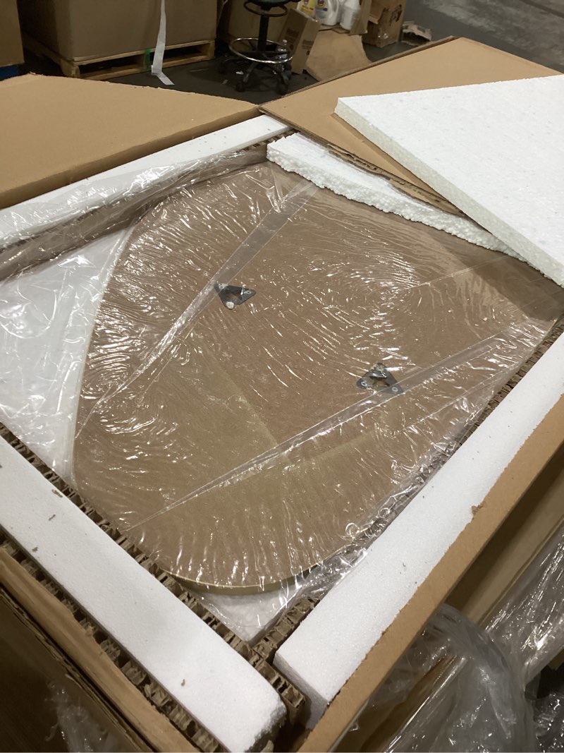 Condition photo showing New/Like New for 50"x20" Asymmetrical Full Length Wall Mirror, Irregular Wooden Framed Decorative Mirror for Livingroom Bedroom Bathroom Entryway Vanity, Horizontally or Vertically Wall Mounted, Gold, MIRA