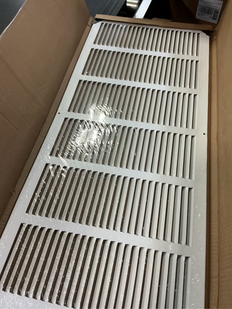Condition photo showing New/Like New for fits 30x12 duct opening | steel return air grille by handua | vent cover grill for sidewall and ceiling | white | hvac cold air intake grille | outer dimensions: 31.75"w x 13.75"h