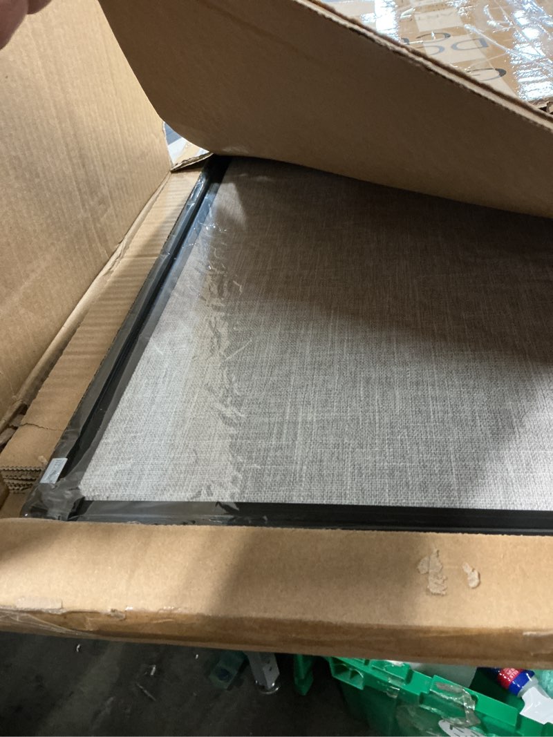 Condition photo showing New/Like New for jiloffice cork linen bulletin board 36 x 24 inch (grey), black aluminum frame wall mounted board memo pin board for office home and school 36"x 24" grey