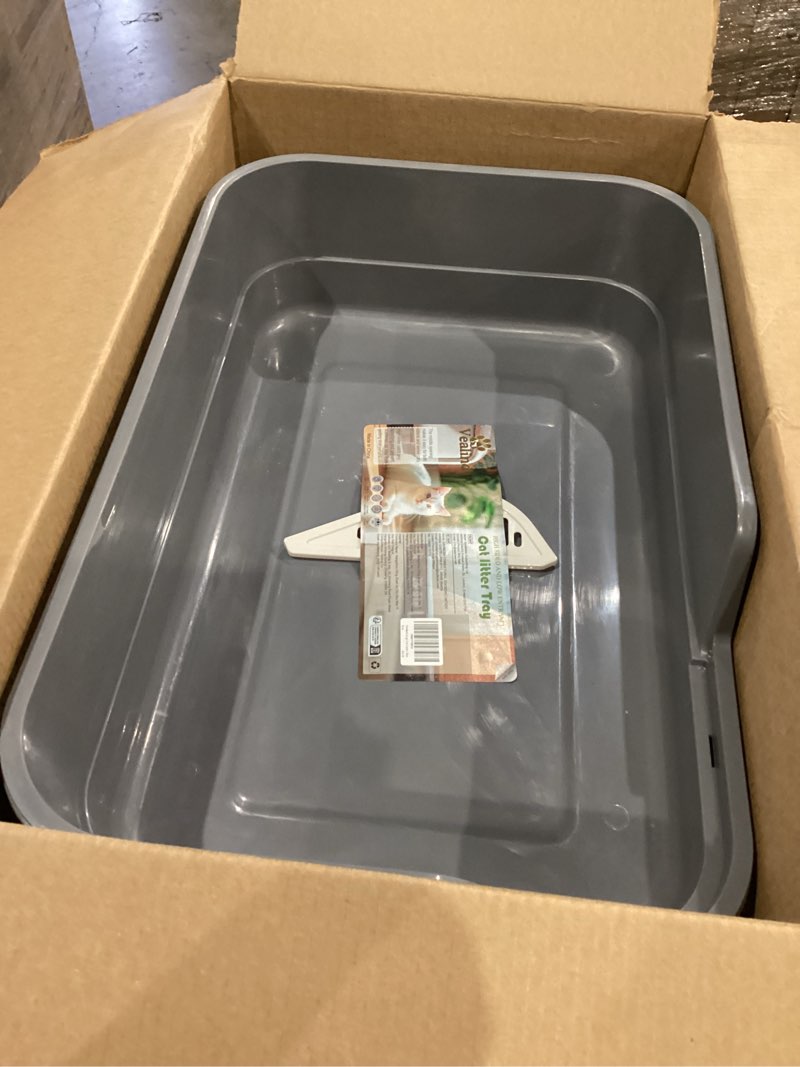 Condition photo showing Good Condition for vealind extra large cat litter box high sided and low entry litter tray for senior and big cats 23.6" x15.7" x5.9" xl deep high back kitty litter boxes for indoor cats grey