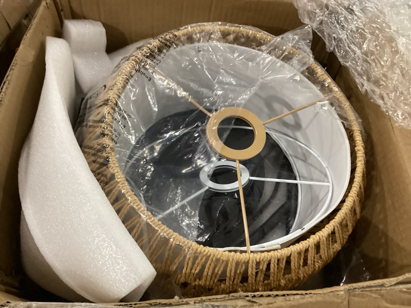 Condition photo showing Good Condition for yusist arc floor lamp for living room,farmhouse floor lamps with remote control & dimmable bulb, boho rattan tall standing lamp for bedroom office black bohemian