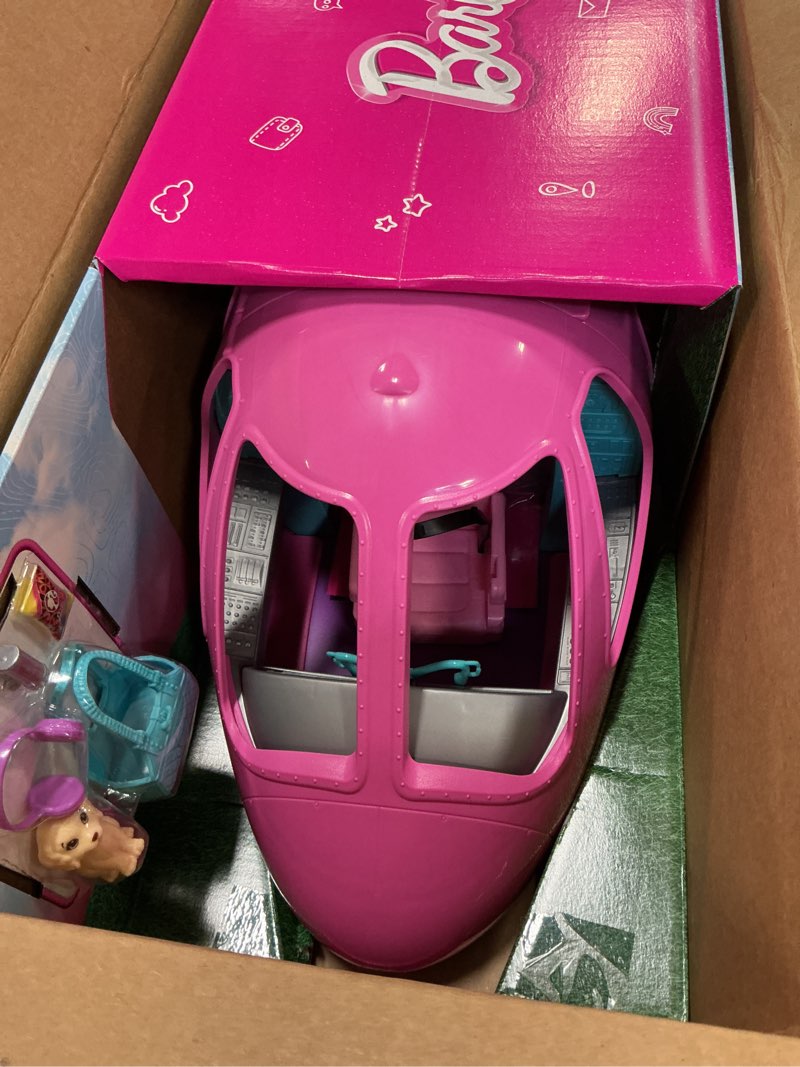 Condition photo showing Good Condition for Barbie Dreamplane Airplane Toys Playset with 15+ Accessories Including Puppy, Snack Cart, Reclining 
