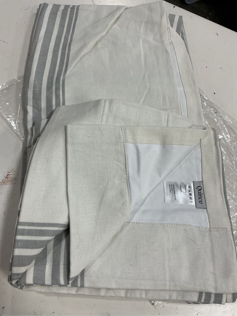 Condition photo showing Good Condition for quince coastal stripe linen cotton room darkening curtain - single panel 48”x96”