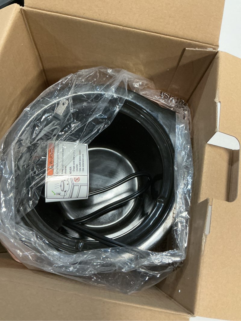 Condition photo showing As Is for bella 1.5 Qt Slow Cooker with 3 Heat Manual Control, Ceramic Nonstick Coating, Dishwasher Safe Stoneware Pot and Tempered Glass Lid, Tangle Free Cord Wrap & Cool Touch Handles, Blossom