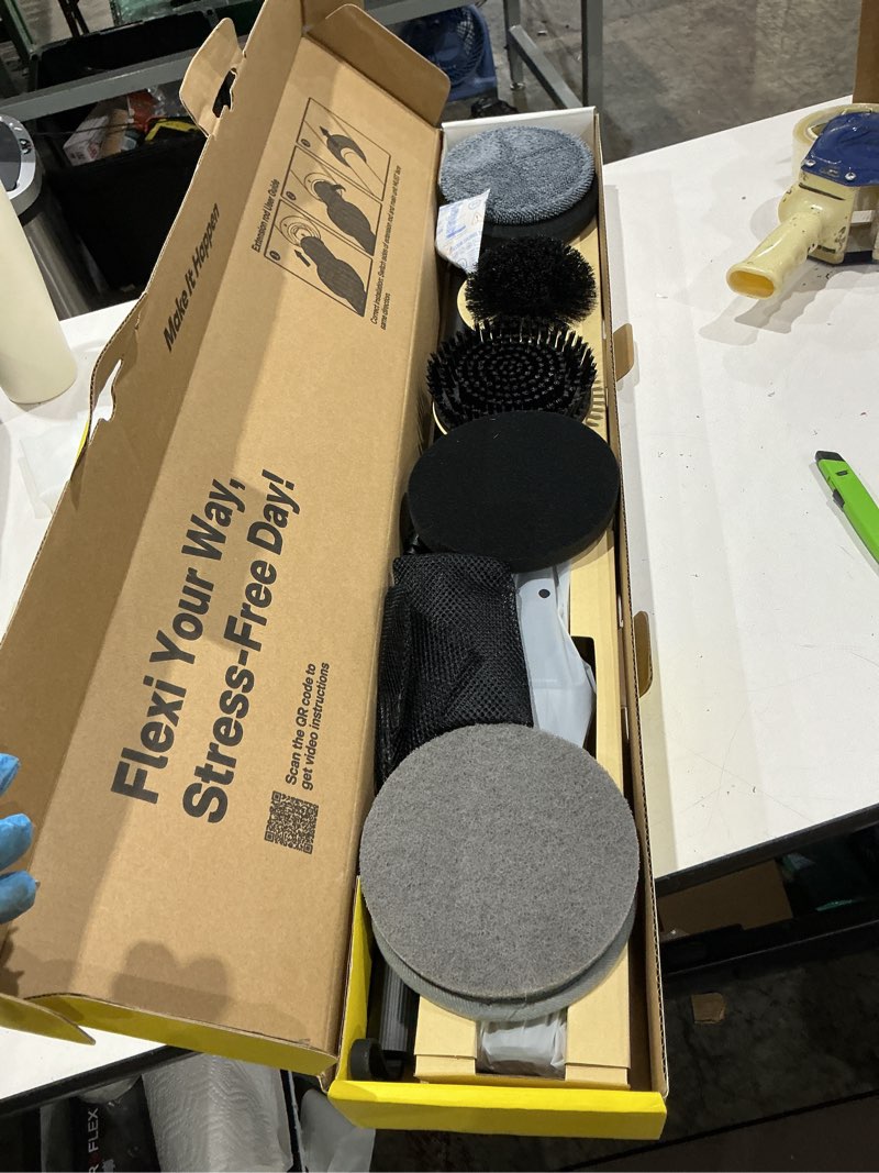 Condition photo showing Good Condition for hoto flexi™ cordless electric spin scrubber, adjustable angle, extendable handle, smart display, ipx7 waterproof, powerful cleaning scrubber with 8 replaceable brush heads, for bathtub, bathroom, tile