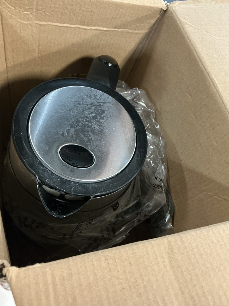 Condition photo showing As Is for Cosori Electric Kettle, No Plastic Contact With Water, Wide Mouth For Easy Cleaning, Auto Shut Off, 1.7L Tea Kettle & Hot Water Boiler, Water Heater & Teapot, Borosilicate Glass, Black, 1500W 1.8 Quarts Black