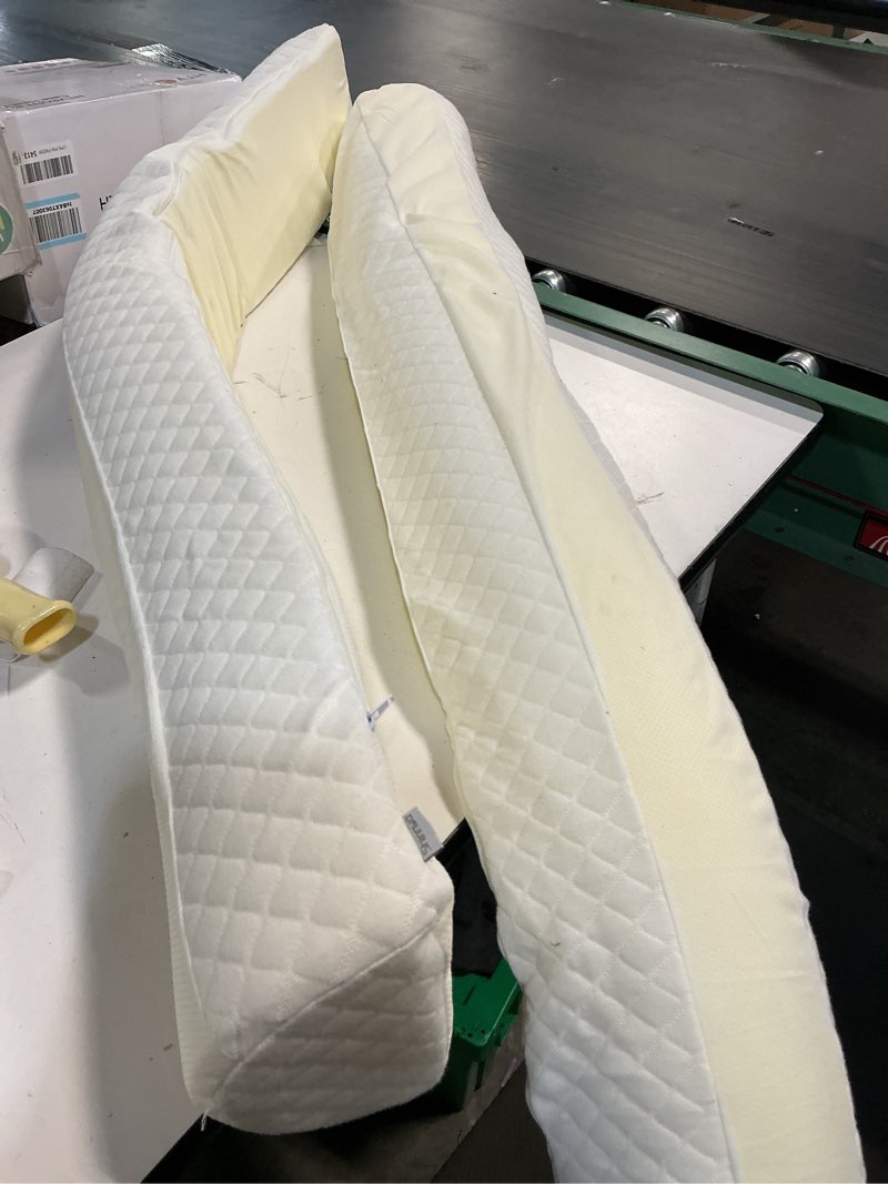 Condition photo showing As Is for shinnwa  bed bumper guard – soft foam safety bed rail for toddlers with non-slip cover – child sleep barrier for twin, full, queen & king mattress – washable kids protection for home or rv (2 pack)